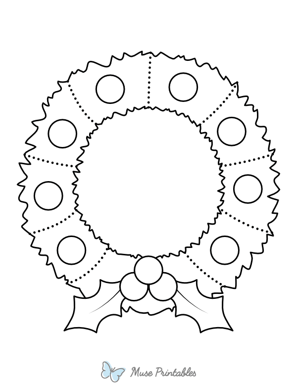 Simple Christmas Wreath Coloring Page