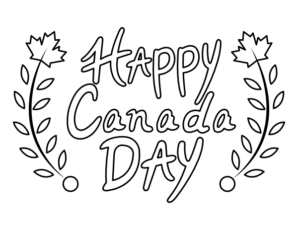 Simple Happy Canada Day Coloring Page