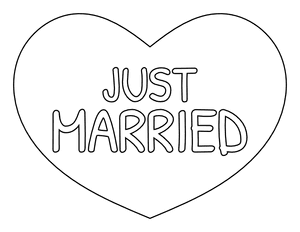 Simple Just Married Heart Coloring Page