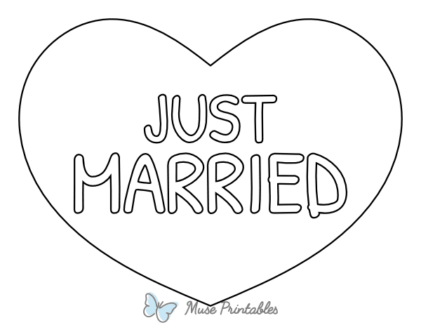 Simple Just Married Heart Coloring Page