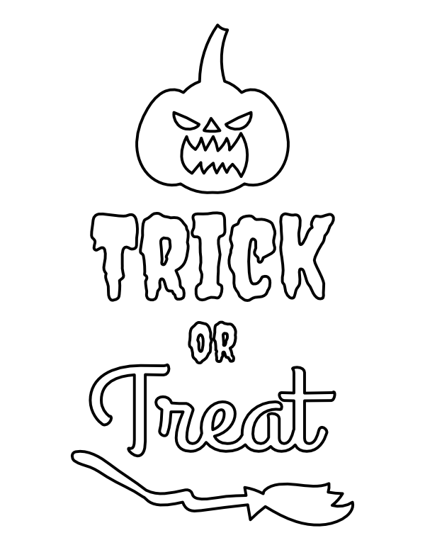 Simple Trick or Treat Coloring Page