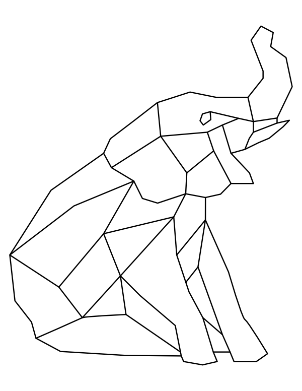 printable sitting geometric elephant coloring page