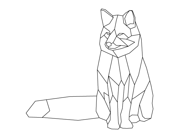 Sitting Geometric Fox Coloring Page