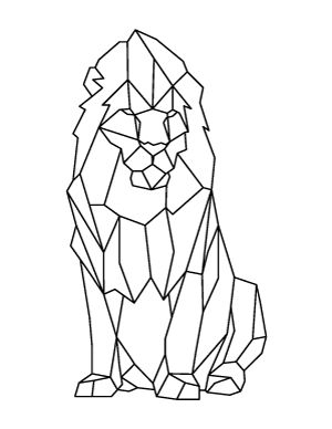 Sitting Geometric Lion Coloring Page
