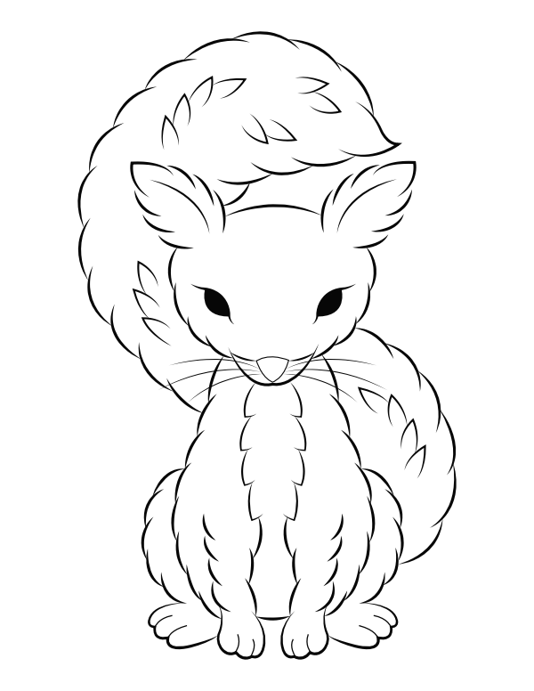Sitting Squirrel Coloring Page