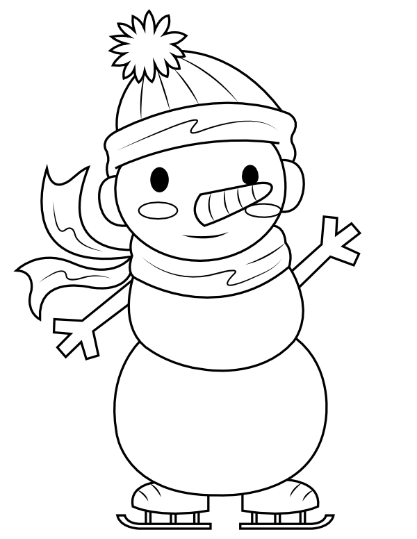 Skating Snowman Coloring Page