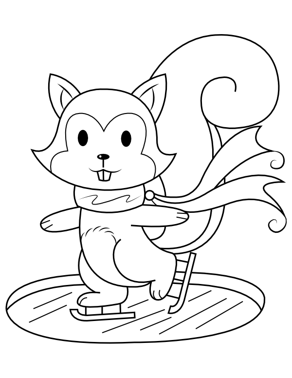 Skating Squirrel Coloring Page
