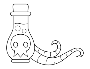 Skull Potion and Tentacles Coloring Page