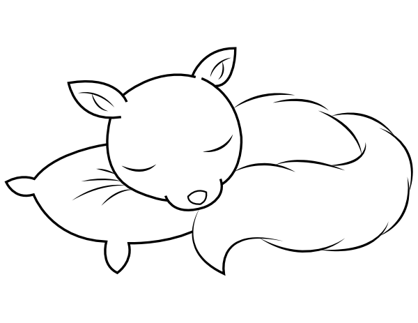 Sleeping Baby Squirrel Coloring Page