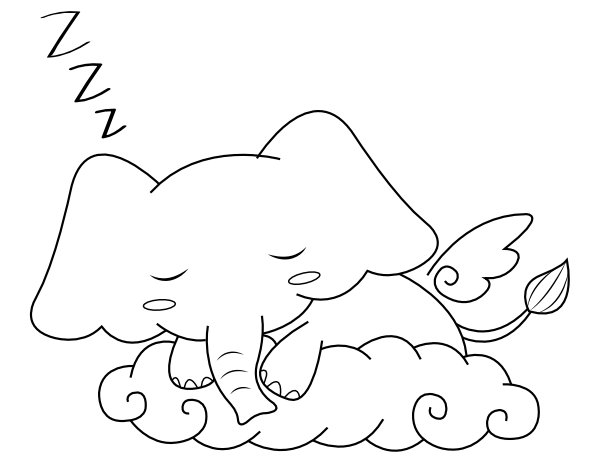 printable sleeping elephant coloring page