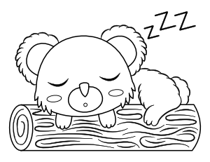 Sleeping Koala Coloring Page