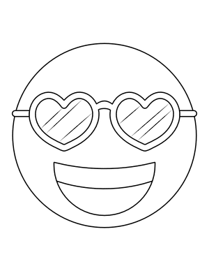 Smiley Face Wearing Heart-Shaped Glasses Coloring Page