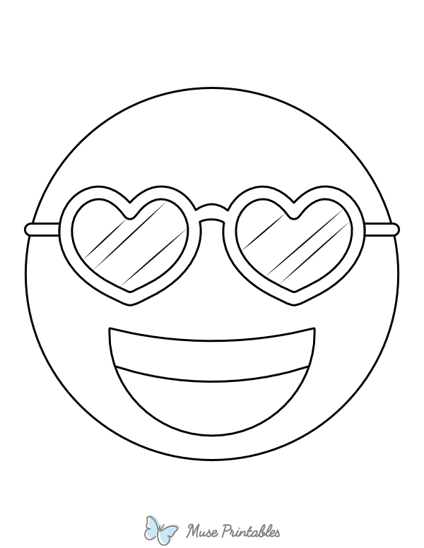 Smiley Face Wearing Heart-Shaped Glasses Coloring Page