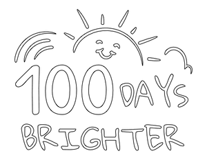 Smiling Sun 100 Days Brighter Coloring Page