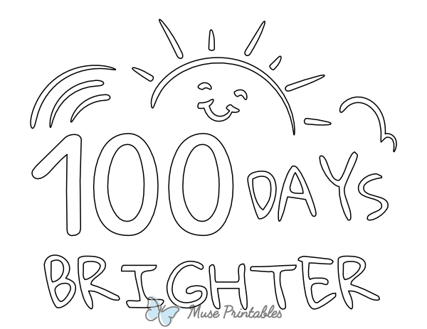 Smiling Sun 100 Days Brighter Coloring Page