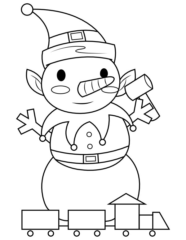 Snowman Elf Coloring Page