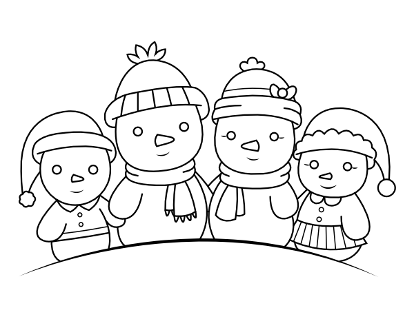Snowman Family Coloring Page