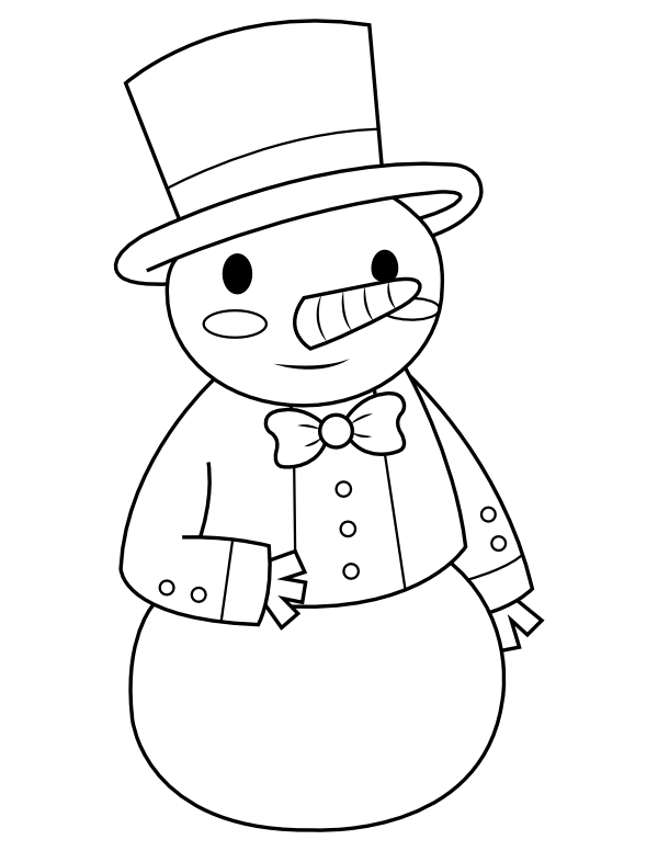 Snowman In Top Hat Coloring Page