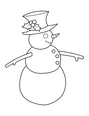 Snowman Wearing a Top Hat Coloring Page