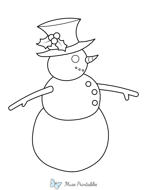 Snowman Wearing a Top Hat Coloring Page