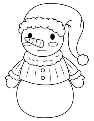 Snowman Wearing Coat and Hat Coloring Page