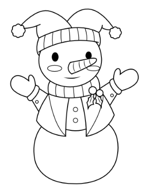 Snowman Wearing Holly Coloring Page