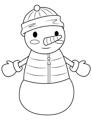 Snowman Wearing Mittens Coloring Page