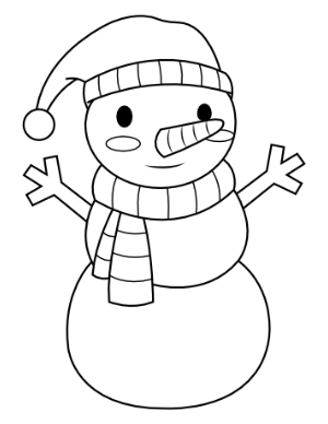 Snowman Wearing Scarf and Hat Coloring Page
