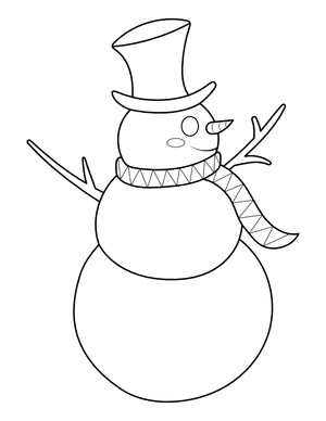 Snowman Wearing Top Hat Coloring Page