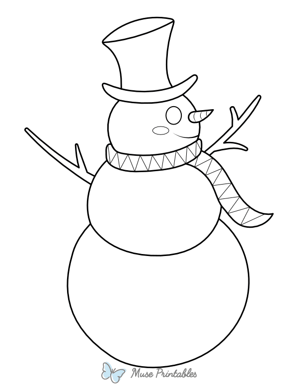 Snowman Wearing Top Hat Coloring Page