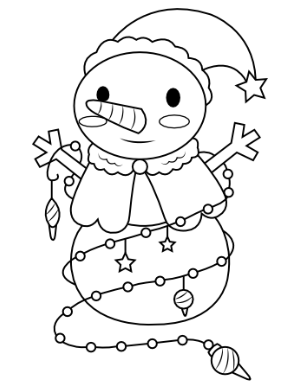 Snowman With Christmas Ornaments Coloring Page