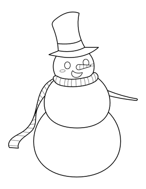 Snowman With Scarf and Top Hat Coloring Page