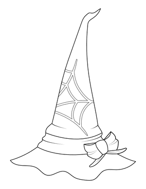 Spider Web Witch Hat Coloring Page