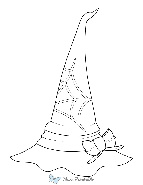 Spider Web Witch Hat Coloring Page