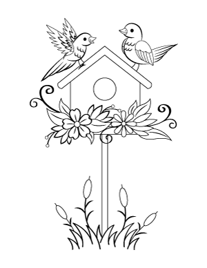 Spring Birdhouse Coloring Page