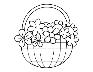 Spring Flower Basket Coloring Page