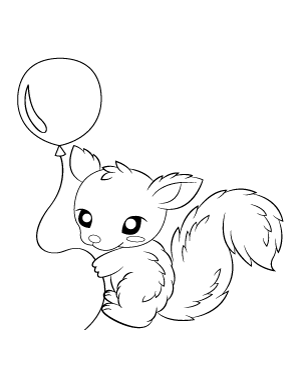 Squirrel And Balloon Coloring Page