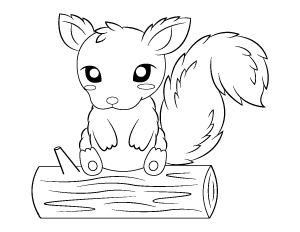 Squirrel And Log Coloring Page