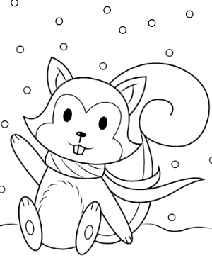 Squirrel In Snow Coloring Page