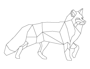 Standing Geometric Fox Coloring Page
