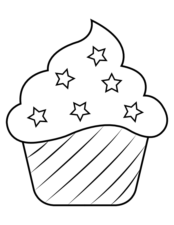 cupcake with candle coloring page