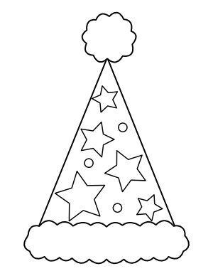 Star Party Hat Coloring Page