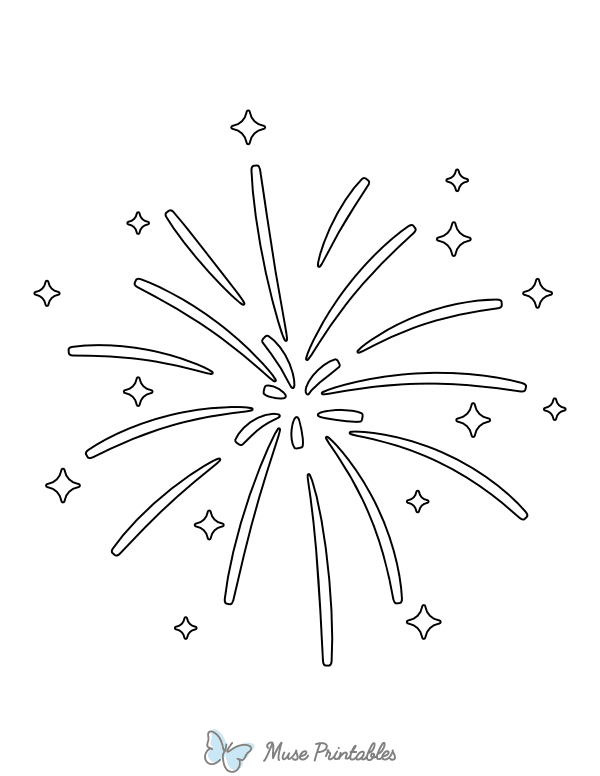 Starry Fireworks Coloring Page