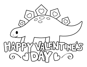 Stegosaurus Valentine's Day Coloring Page