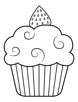Strawberry Cupcake Coloring Page