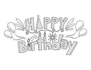 Striped Happy Birthday Coloring Page
