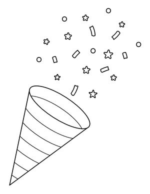 Striped Party Popper Coloring Page