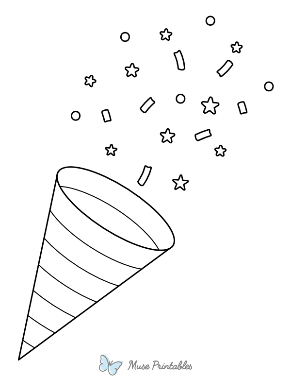 Striped Party Popper Coloring Page