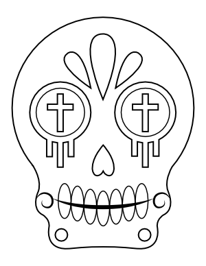 Sugar Skull with Cross Eyes Coloring Page
