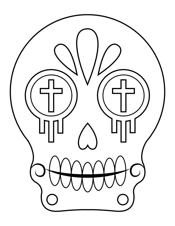Sugar Skull with Cross Eyes Coloring Page